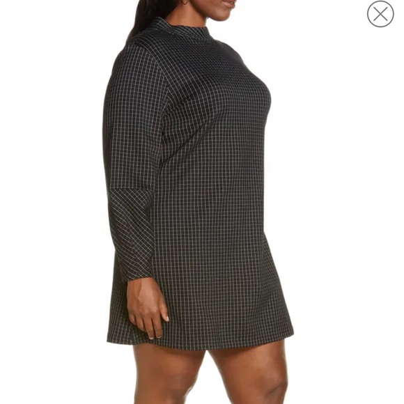 Check Print Long Sleeve Shift Dress - Picture 3 of 8